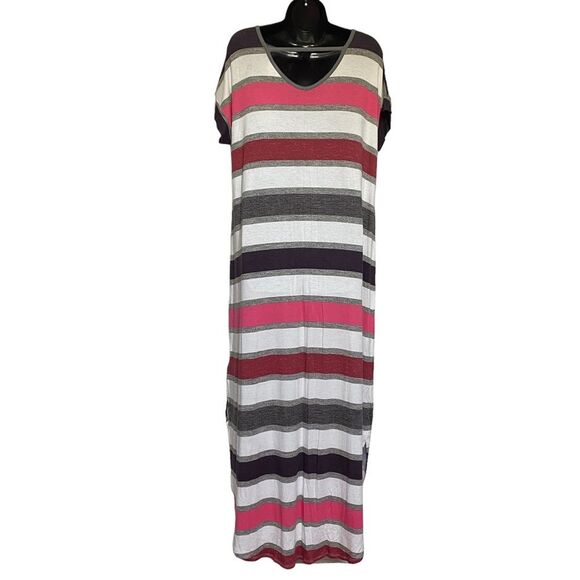 LuLaRoe Macy Striped Maxi Dress with Side Vents Sz M NWT - Picture 5 of 11